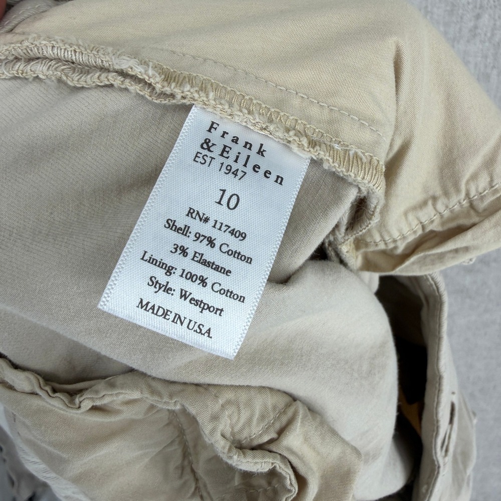Frank & Eileen Pants Womens 10 Tan Westport Chino Ankle Crop Wide Leg Mid Rise - Picture 8 of 13